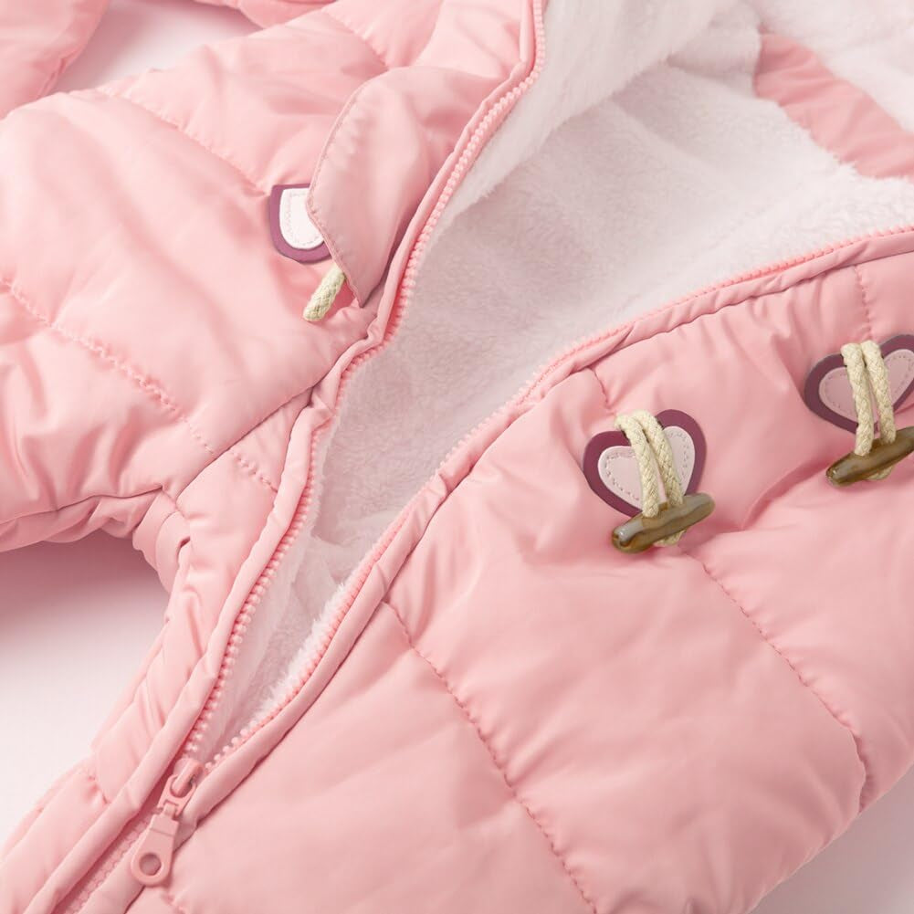 Baby Infant Boys Girls Snowsuit Winter Hooded Footed Warm Jumpsuit Outerwear with Gloves for 3-24 Months