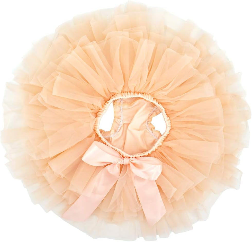 Baby Girls Soft Fluffy Tutu Skirt with Diaper Cover,Toddler Girl Tutu Skirt Sets with Flower Headband.